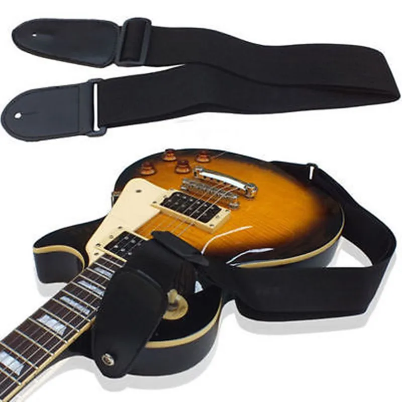 

PU Leather + Nylon Black Useful Folk Guitar Straps Adjustable 75-120cm Electric Acoustic Bass Guitar Strap