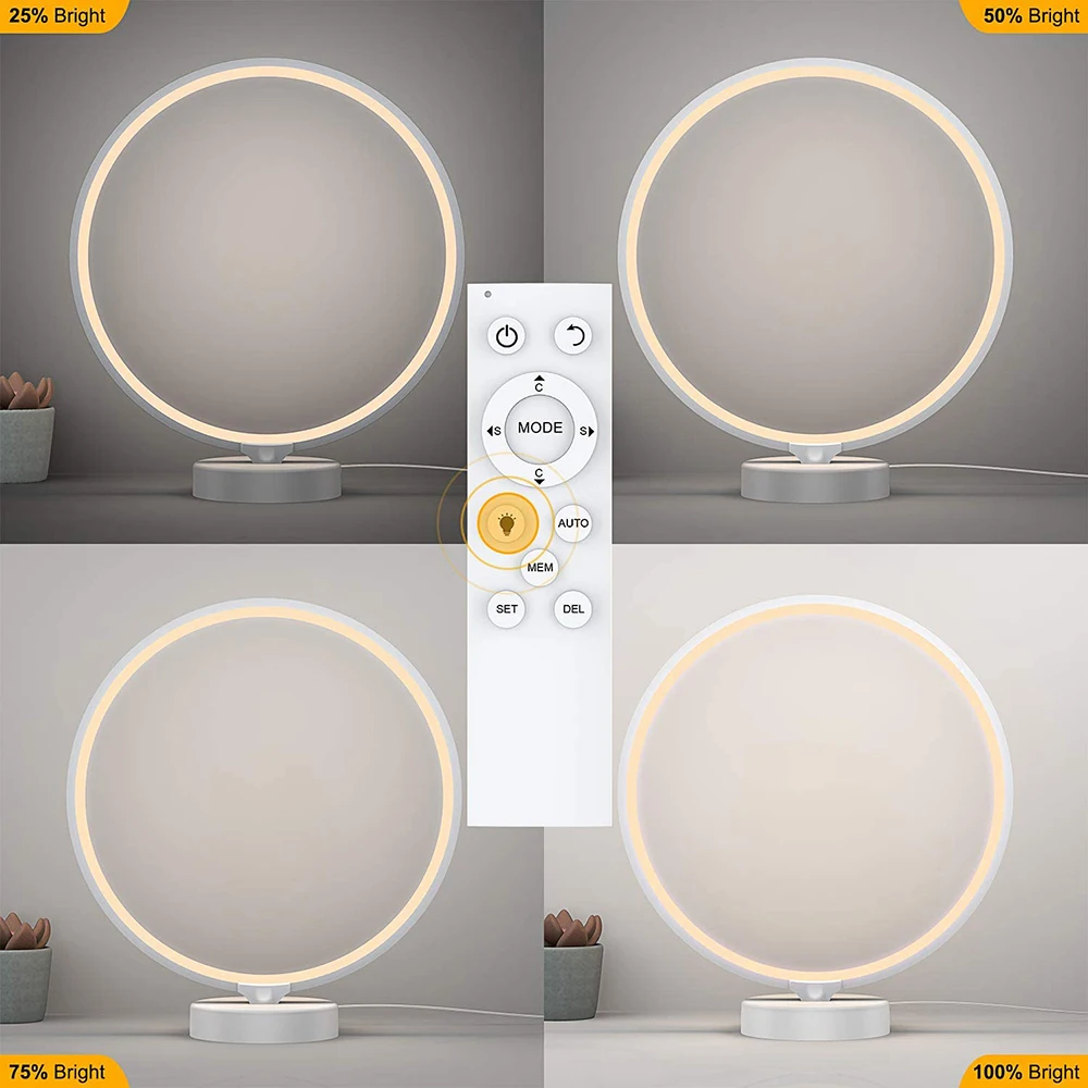 

Circle LED Bedside Lamp Dimmable Nightstand Light 4 Level Brightness Adjust Modern Colorful Mood Light Atmosphere Lamp