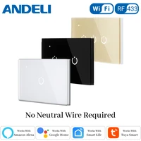 andeli us no neutral wire smart wifi light switch touch by tuyasmart life app control with alexa goolge home voice control