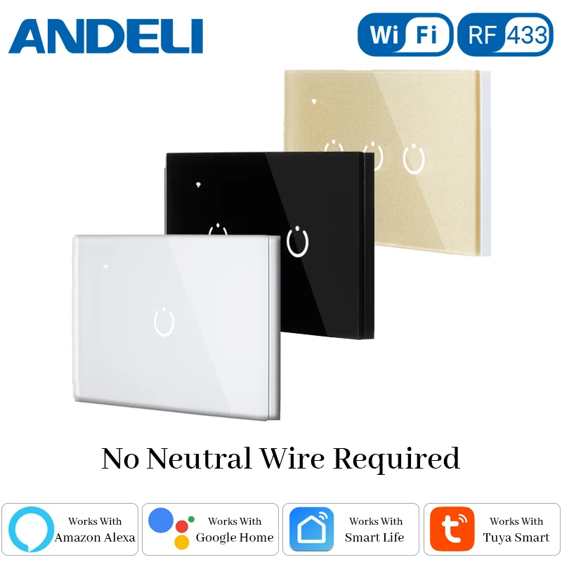 Умный светильник ель света ANDELI с Wi-Fi, без нейтрального провода, с управлением через приложение Tuya/Smart Life, с голосовым управлением Alexa Goolge Home - изображение