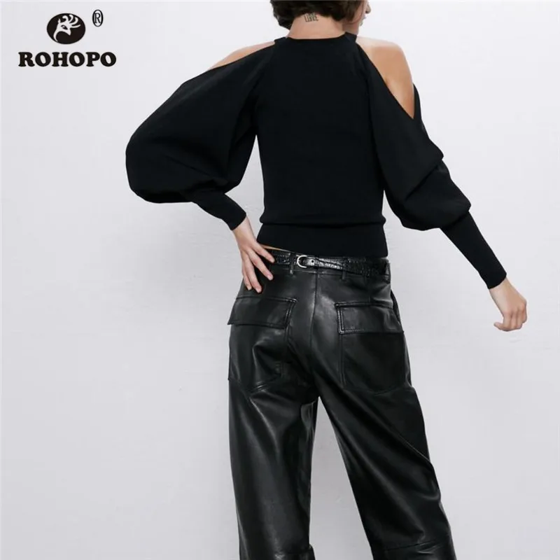 ROHOPO Puff с длинным рукавом черный Corop трикотажные топы тройник от Shuolder дамы туника