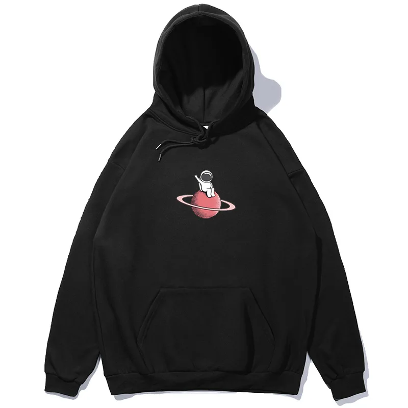 

Autumn Winter New Arrival Creative Cartoon Astronaut Space Travel Printed Hoodie Men's Long Sleeve Hooded Outerwear Cotton Warm