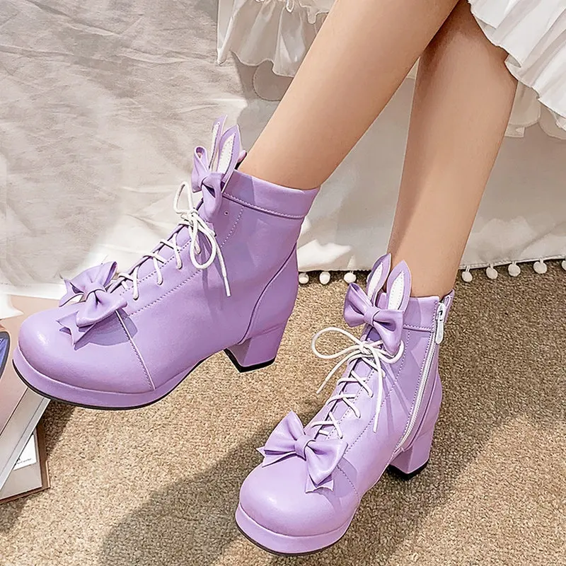 

Женские ботильоны в стиле «Лолита», с круглым носком, на платформе и высоком каблуке
