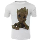 Летняя модная мужская футболка с 3D принтом, новинка, забавная дышащая быстросохнущая футболка Groot Guardian of The Galaxy, 2021