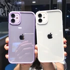 Прозрачный чехол USLION ярких цветов для телефона iPhone 12, 13, 11 Pro Max, XR, XS Max, 8, 7 Plus, Мягкий Прозрачный ударопрочный чехол из ТПУ