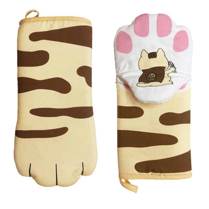 

Cute Cat Paw Shaped Baking Insulated Gloves Oven Hob Heat Insulation Hand Cover