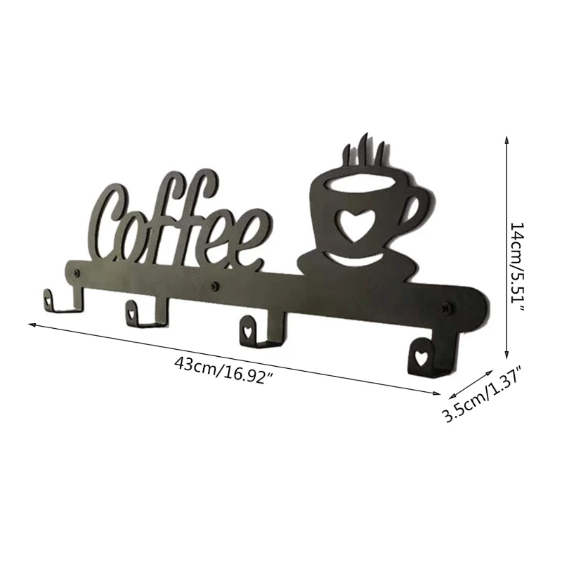 Держатель кофейной кружки настенное крепление вмещает 4 чашки подвесная стойка