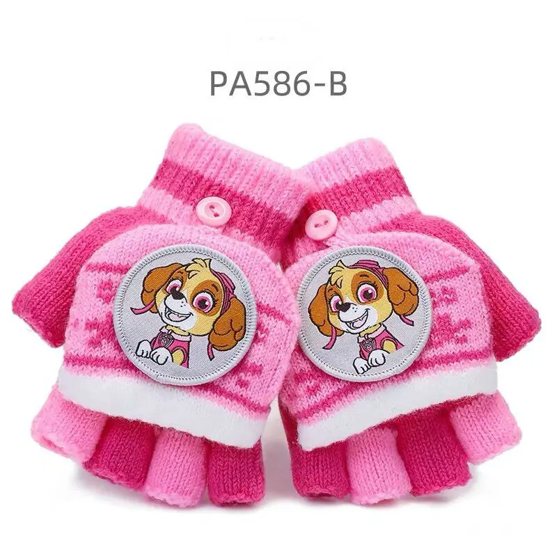 glove-02-PA586-B Настоящие зимние теплые наушники с рисунком из мультфильма «Щенячий патруль», милые плюшевые защитные наушники с мультяшными ушками, детские игрушки, подарок на день рождения, Рождество - Цвет: glove-02-PA586-B
