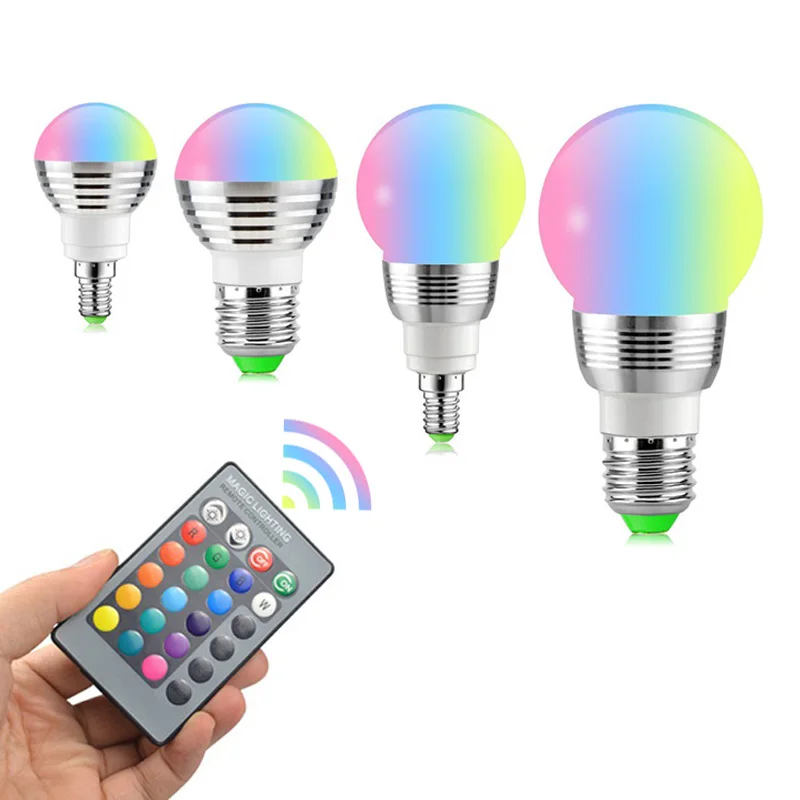 E27 E14 LED Bulb 5W 7W RGB 16 Color Changeable Lamp AC85V-265V Light Spotlight with IR Remote Control Home Decor | Освещение