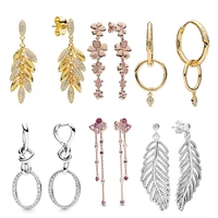2021 100 925 sterling silver earrings for women handmade personalized fine jewelry fit pandora original adjustable stud earring