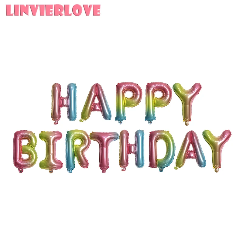 LINVIERLOVE Радужная фольга для дня рождения воздушный шар 16 дюймов 32 дюйма 0-9 номер