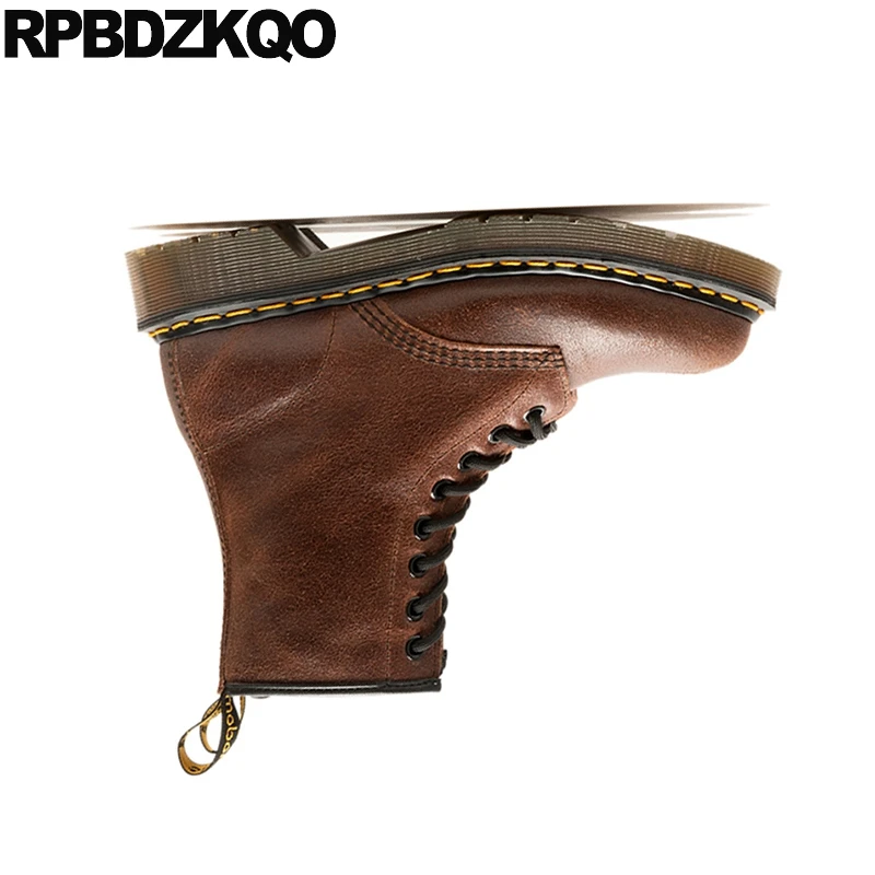 Японские повседневные ботильоны из натуральной кожи на шнуровке спереди осенняя