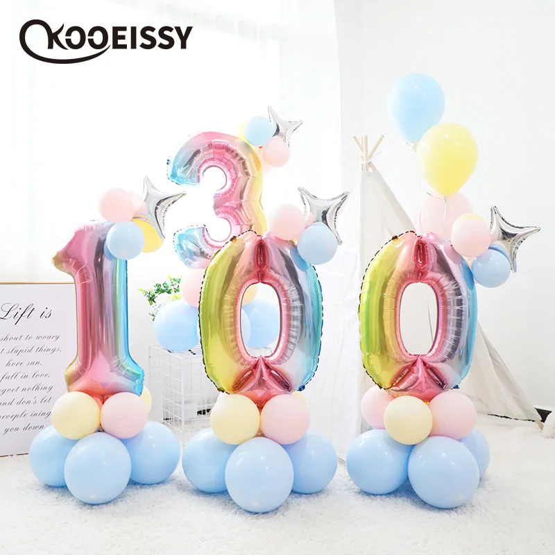 Большой градиентный цветной фотошар Радужный воздушный шар из фольги с большим