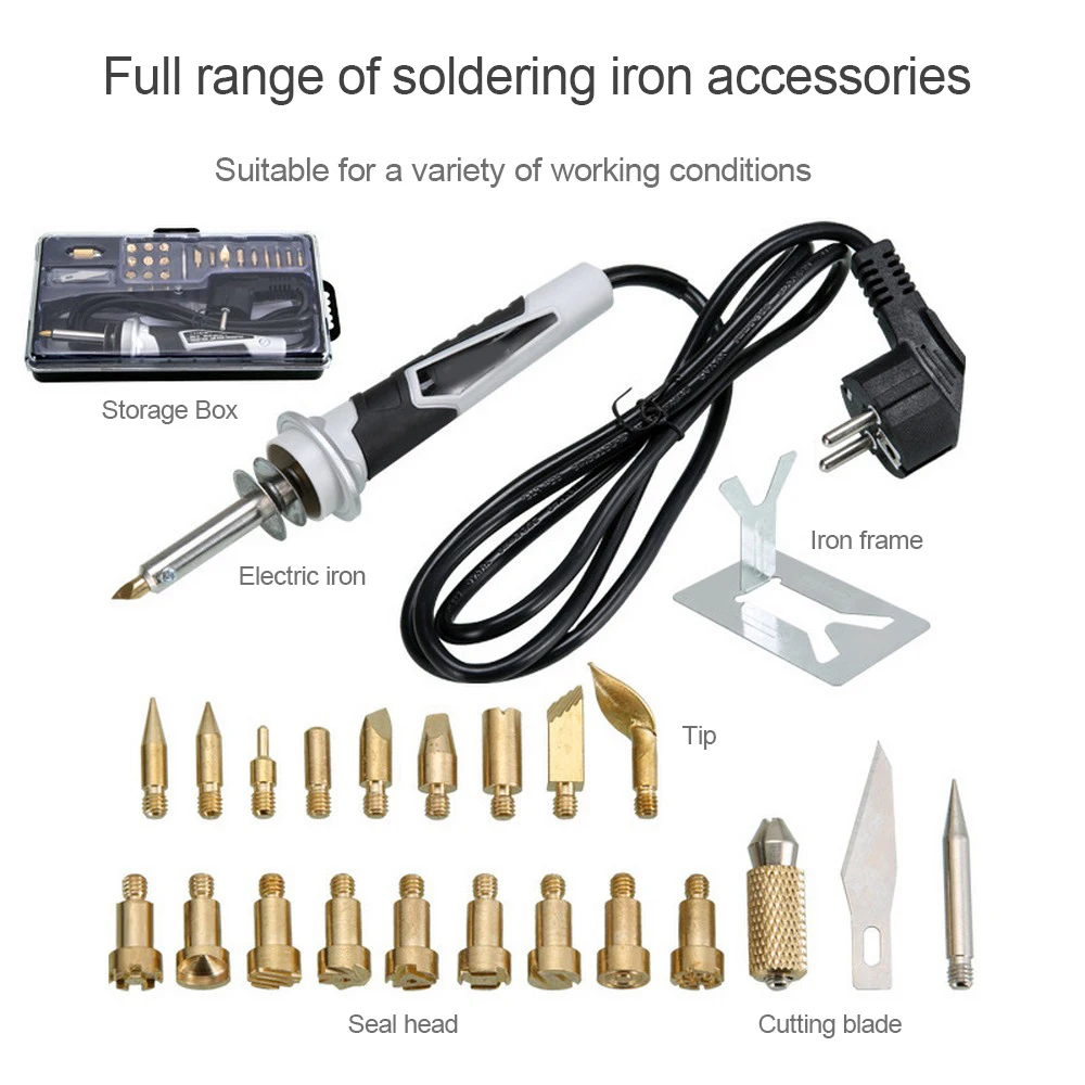 Набор для пайки 20 шт. Электрический паяльник с феном и регулировкой температуры 30