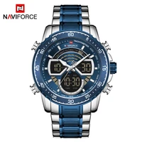 naviforce fashion dual display men watch stainless steel luxury business wristwatch mens casual sport watches relogio masculino