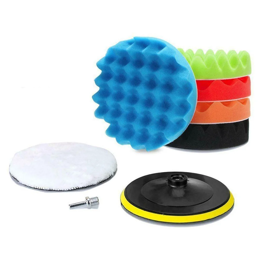 12Pcs 7 Inch Buffer Waxing Polishing Wheel Tool Sponge Pad Drill Adapter Kit Cleaning Tools Premium Medium Foam Light Cut | Автомобили и