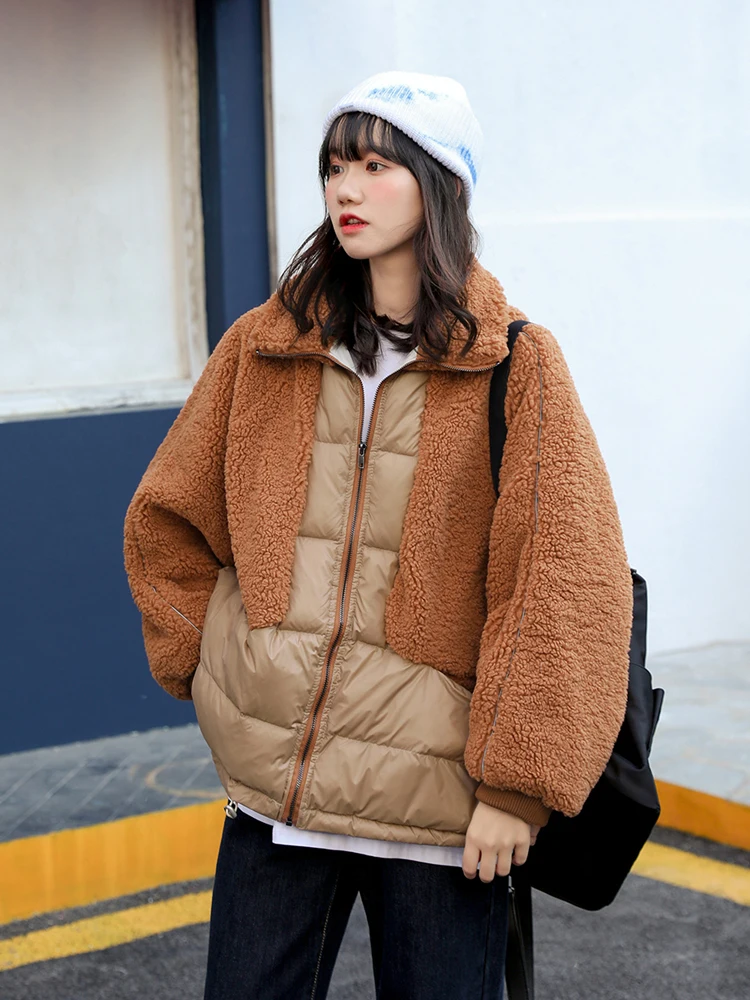 

2021 Женская кашемировая куртка, зимняя теплая Новая Толстая флисовая хлопковая куртка из овечьей шерсти, женская одежда на осень и зиму B123456