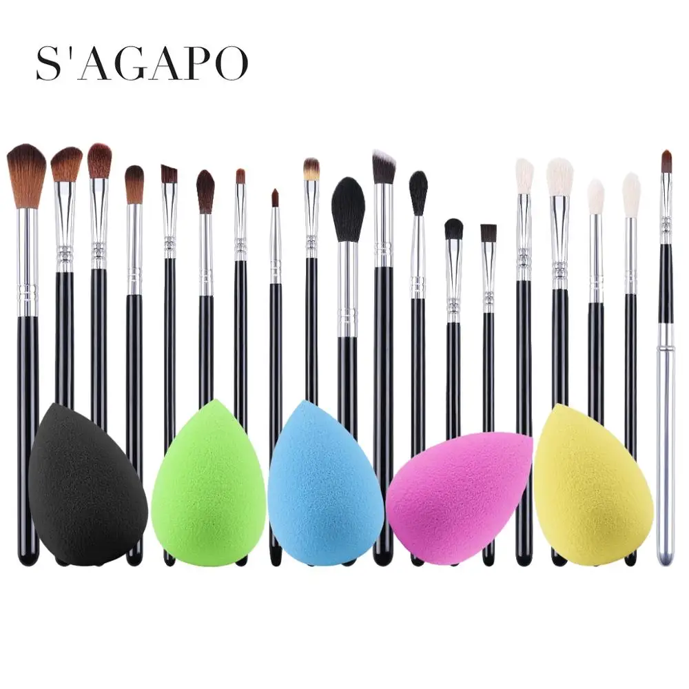 19 шт. набор кистей для Макияжа Теней блендер бровей основы румяна маркер