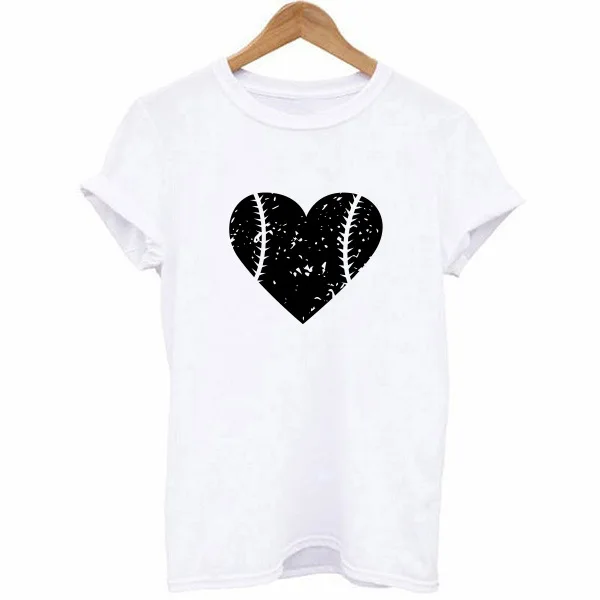 2020 Женская Футболка Harajuku Kawaii Heart печатная с коротким рукавом хлопковая уличная