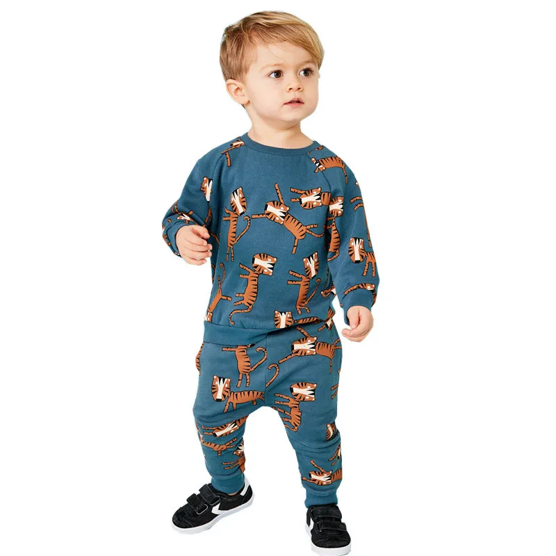 

Animals Tiger Print Clothes Set for Boys Cartoon Children Clothing Set Cotton Baby Sweet Suits Cute Tops Pants Child Clothes