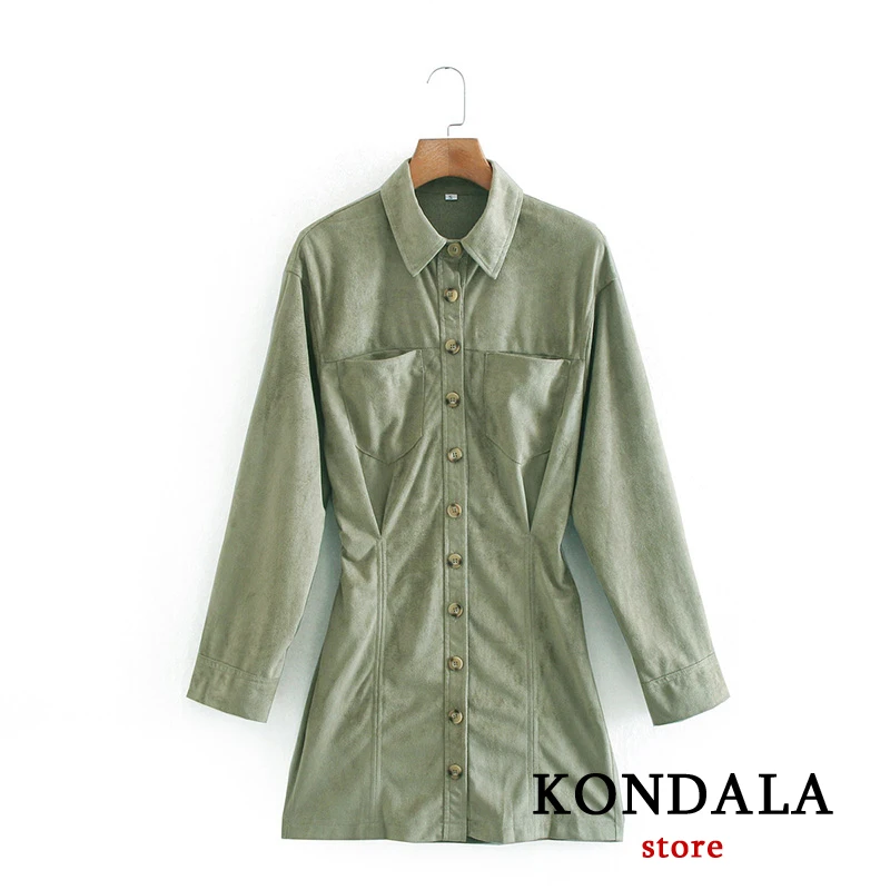 

KONDALA Women Za 2021 light color Vintage Plush texture dress solid slim Dress Long Sleeve Mujer Vestidos