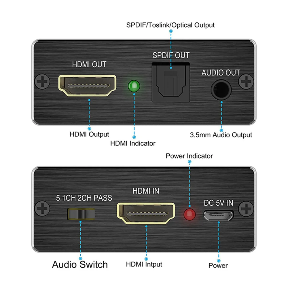 AY78 HDMI-compatible Audio Extractor 4K X 2K HDMItoHDMI Optical TOSLINK SPDIF + 3.5mm Stereo Splitter | Электроника