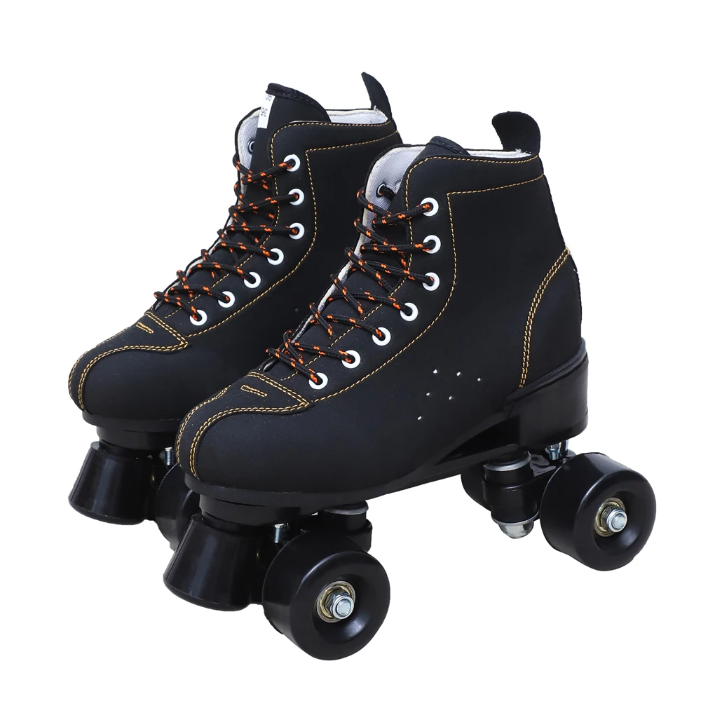 Artificial Leather Black Blue Green Roller Skates Shoes Woman Man 4-Wheels Flash Pantines Ourdoor Sports Sneaker Size 37-45