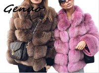 women winter 2019 luxury faux fur jackets coats shaggy thicken warm outerwear overcoat ins fashion high street fake fox fur coat