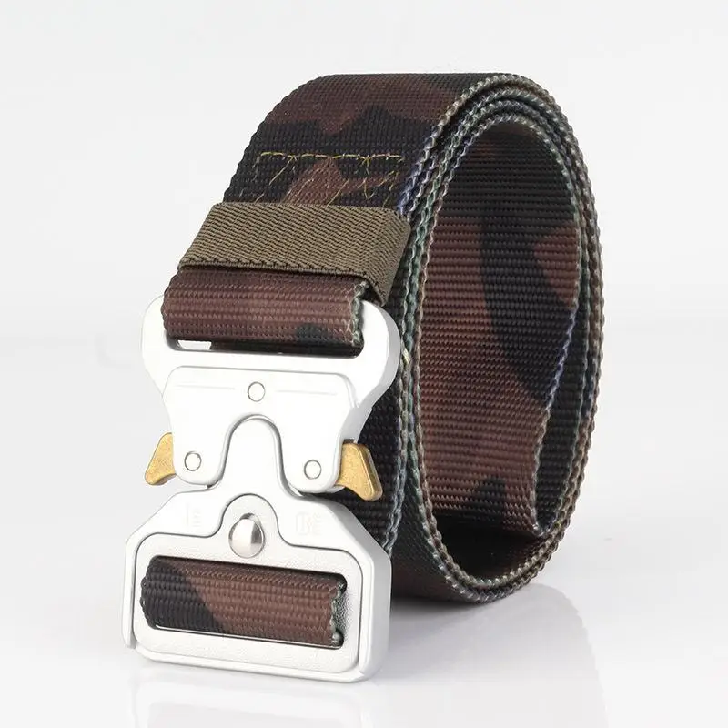 

Tactical Belt Military Style Webbing Riggers Web Belt Heavy-Duty Quick-Release Metal Buckle men's training outdoor New