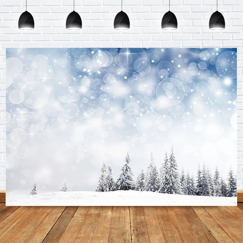 Фон для фотосъемки зимний боке фотостудия Зимняя Страна Чудес Снежный лес фон