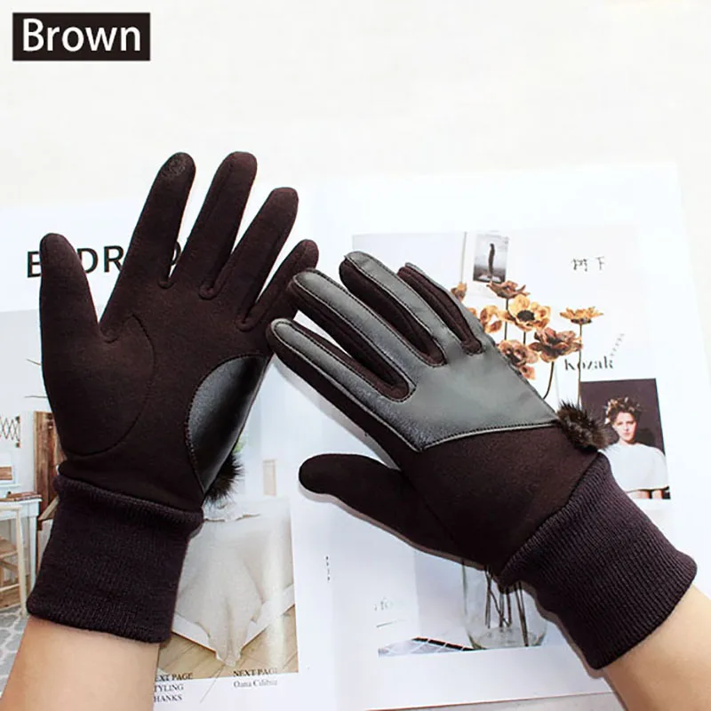 Winter Warm Cotton Knitted Driving Gloves Women's Fashion Touch Screen New Threaded Sleeves Windproof and Cold-Proof Finger images - 6