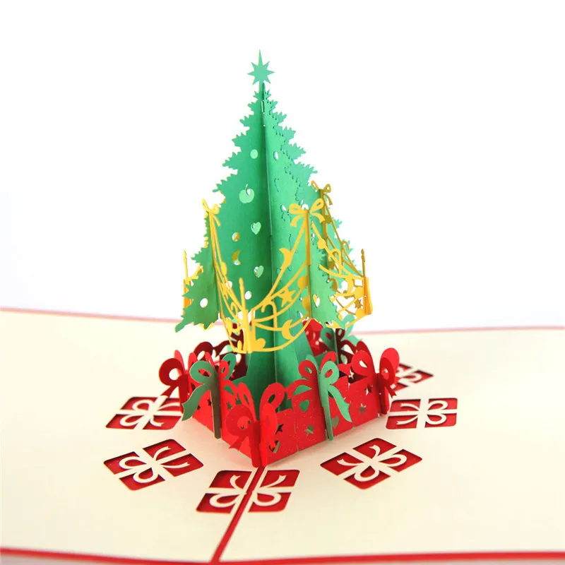 

Christmas Creative Three-dimensional Christmas Card 3D Paper Carving Hollow Customized Postcard Blessing Small Card Christmas Tr