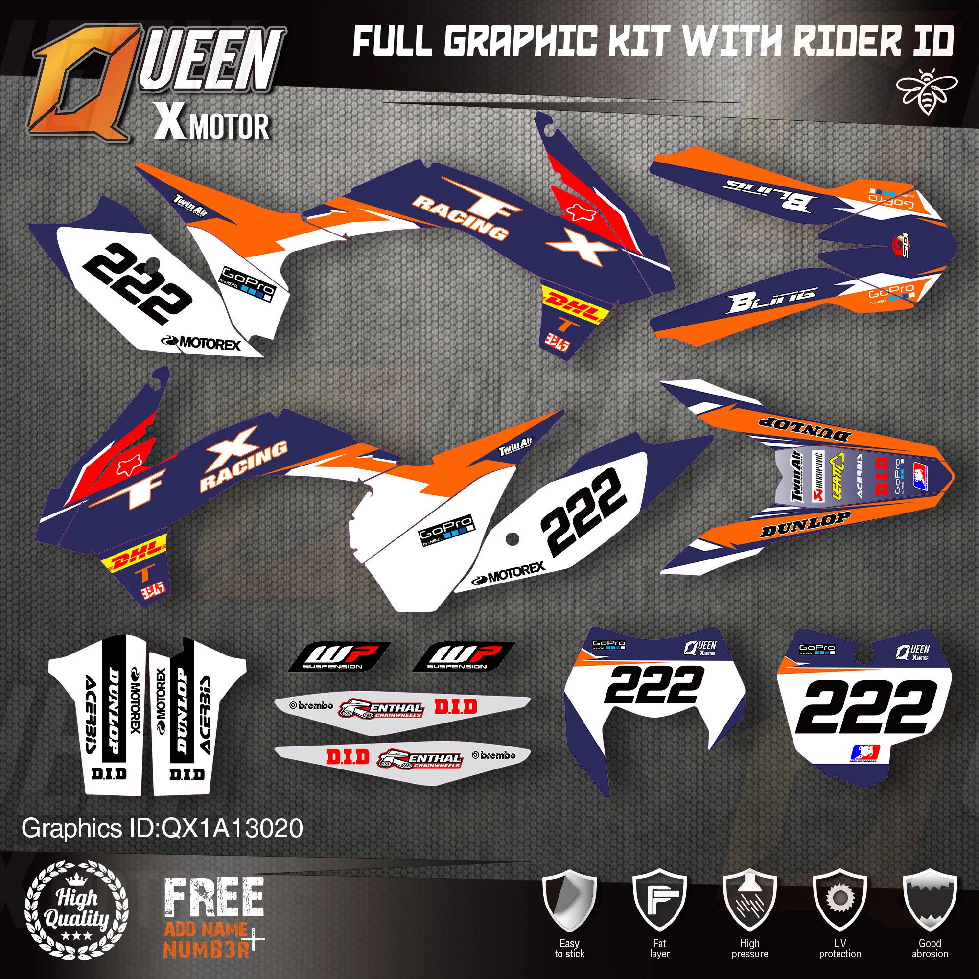 QUEEN X MOTOR Custom Team Graphics наклейки 3 м набор наклеек для KTM 2013 2014 2015 SX SXF 2016 EXC XC W F