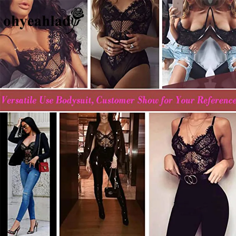 

Ohyeahlady Women One Piece Lingerie Lace Fishnet Bodysuit Mesh Sexy Bodysuit Teddies Catsuits Body Mujer Party Clubwear RJ80408