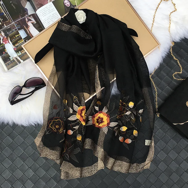 

Scarf Autumn Winter Fashion Solid Color Pashmina Scarves Warm Tassel Hijab Stole Scarfs Black