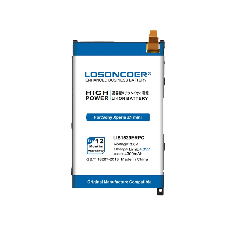 100% Original LOSONCOER 4300mAh LIS1529ERPC Mobile Phone Battery for Sony Xperia Z1 mini Z1mini D5503 Compact M51w | Мобильные