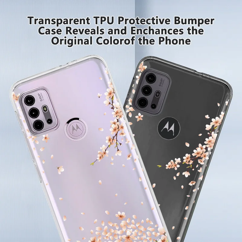 flower transparent cover for motorola e20 edge 20lite 2021 stylus g play g30 g9 pro fusion e7 plus soft silicone moto phone case free global shipping