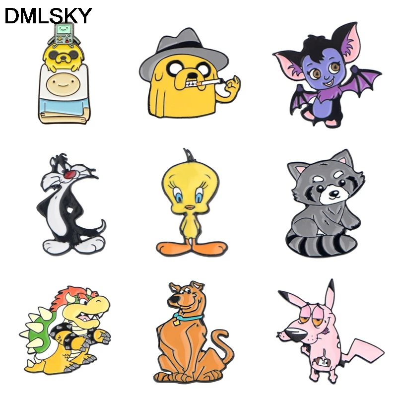 

DMLSKY Funny Cute Brooch Enamel pin Cartoon Character Metal pins Icon on The Backpack Pin Badges for Clothing M4271