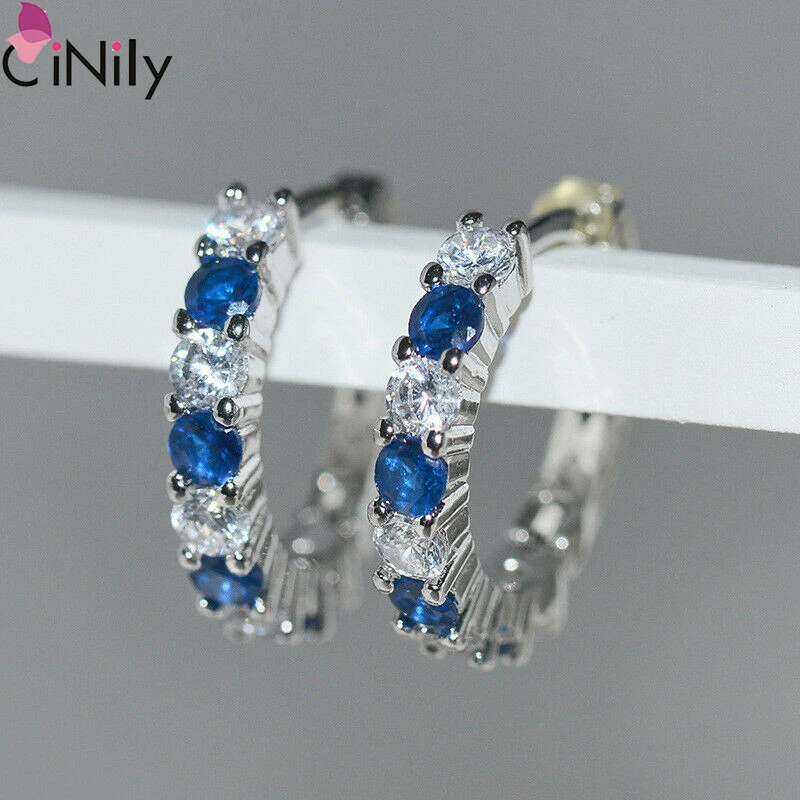 CiNily Delicate White Silver Earrings For Women Wedding Party Jewelry Clip Gift FH8947 |