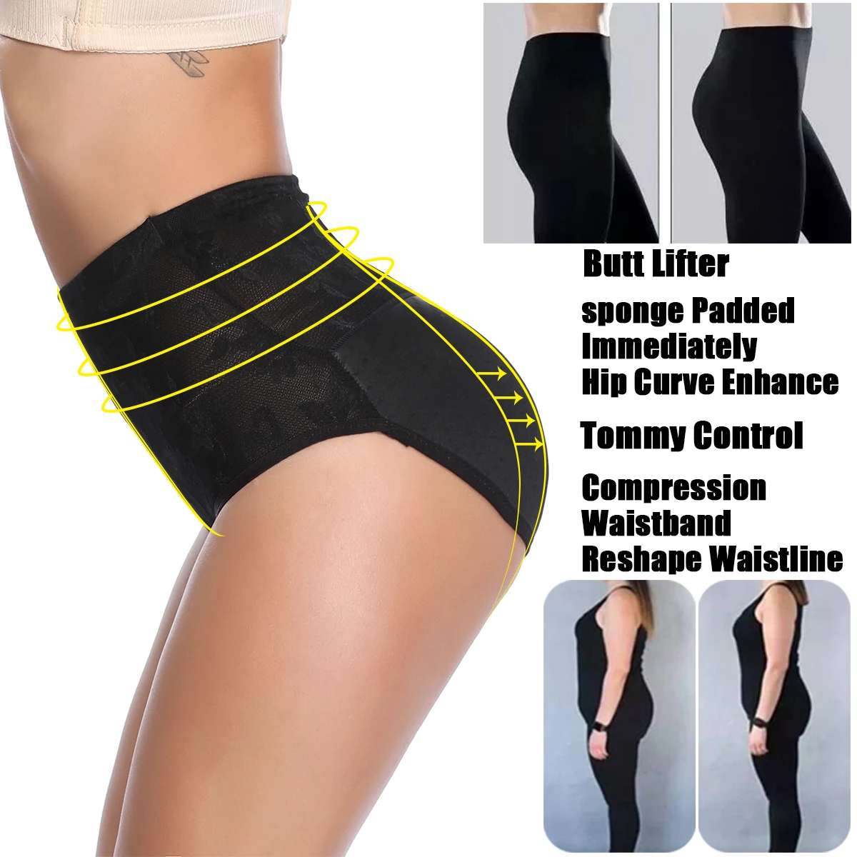 Нижнее белье для женщин бесшовное нижнее с высокой талией|Утягивающие трусы| |