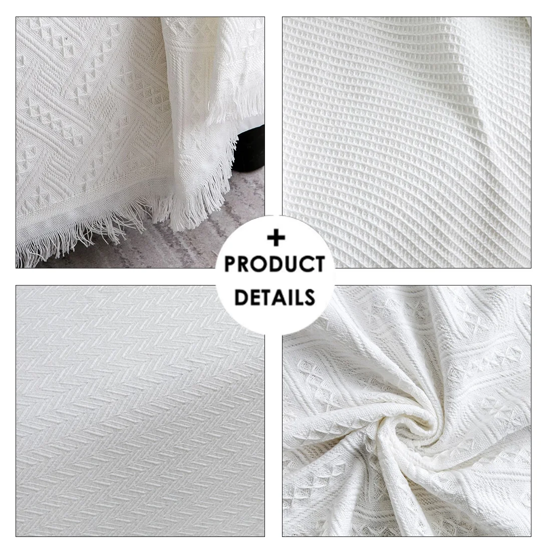 Вязаное одеяло однотонное с вафельным тиснением нордическое декоративное s для