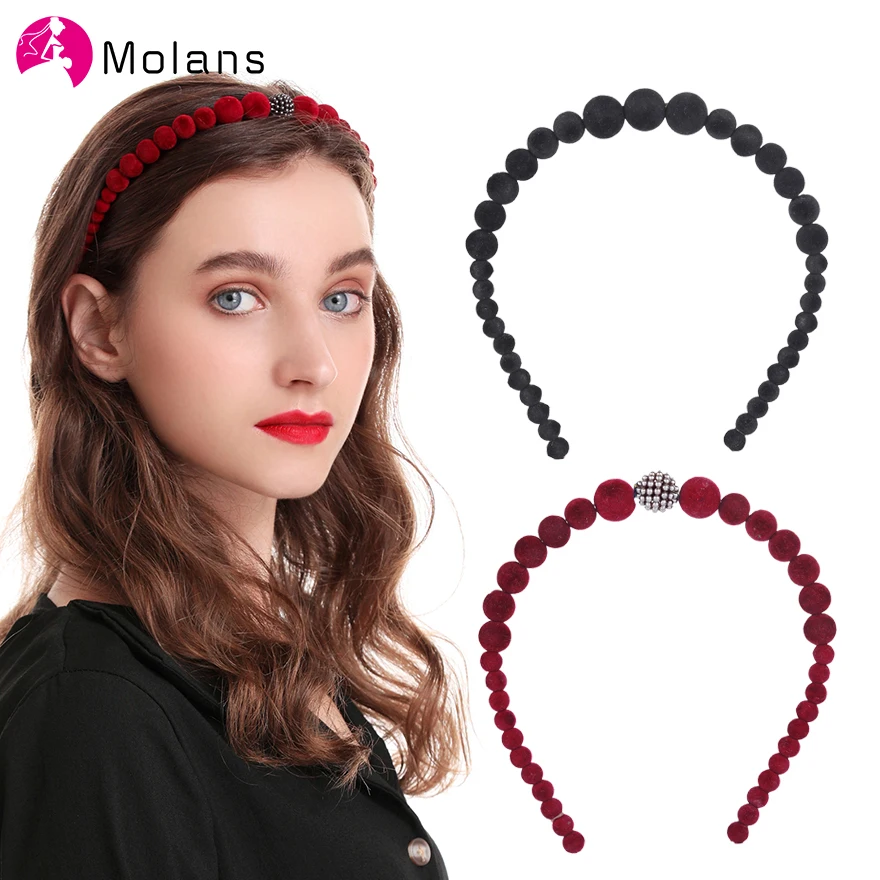 Новинка бархатные ободки с жемчужинами Простые Женские однотонные черные