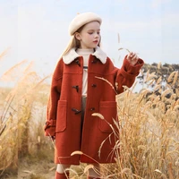 girls woolen coat jacket cotton%c2%a0outwear 2021 princess warm thicken plus velvet winter teenager furs school childrens clothes