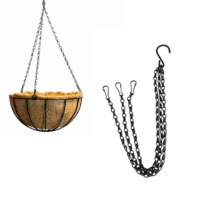 

Black Double Hook Iron Chain 50CM Garden Flower Pot Flower Basket Hanging Chain Indoor Space Hanging Bird Cage