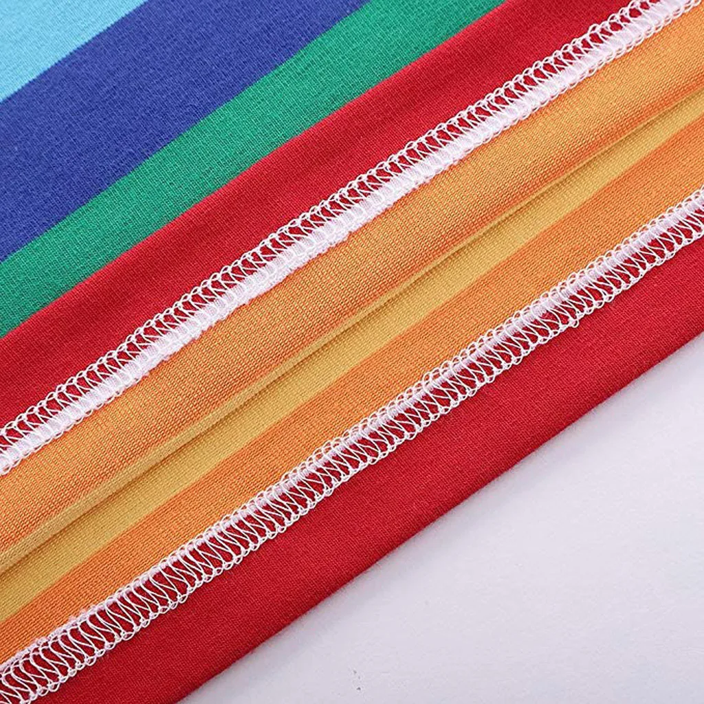 Одежда с короткими рукавами и радугой для маленьких девочек Удобные топы Зимняя