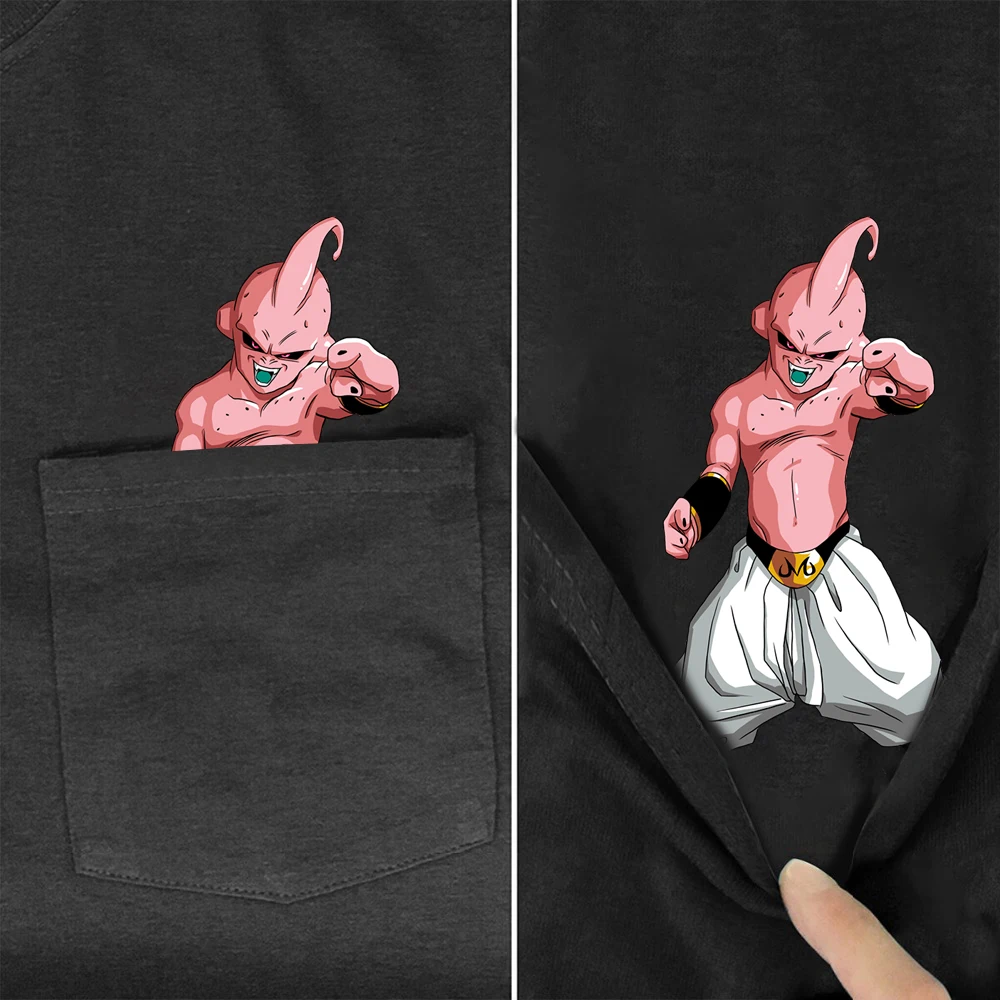 Cotton Pocket T-Shirt Fashion Brand Summer Pocket Monster Printed T-shirt Funny Cotton Tee Tops Drop Shipping