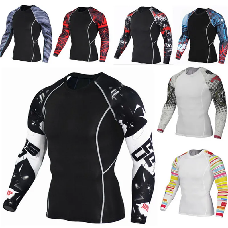 

Мужская футболка для бега, фитнеса, тренажерного зала, с длинным рукавом, дышащие компрессионные колготки для бега и тренировок, футболки, т...