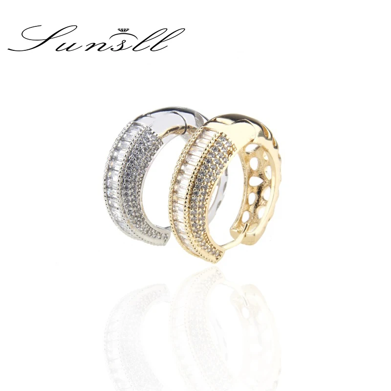 

Женские серьги цвета шампанского SUNSLL, золотые и медные серьги, овальные серьги с белым цирконием, вечерние ювелирные изделия для подарка