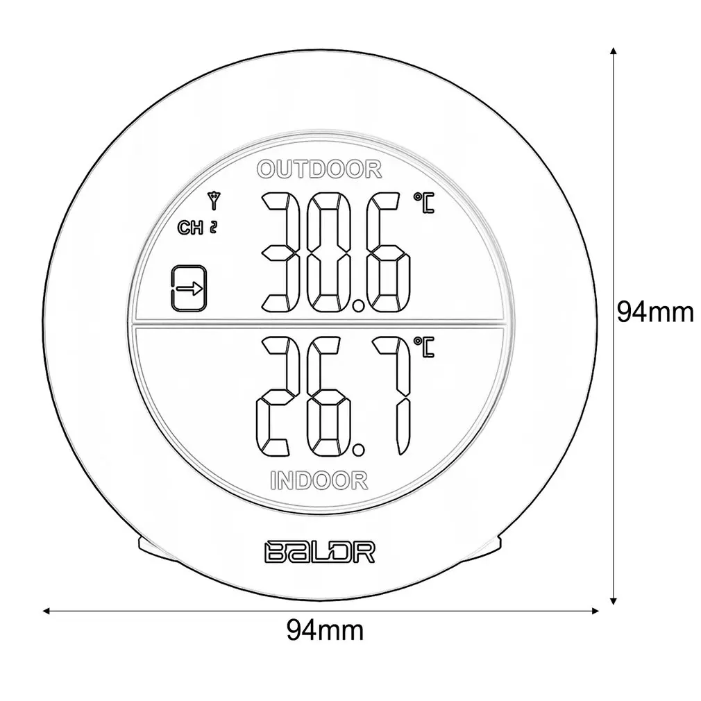 

Round Shape Wireless Thermometer Table Indoor Outdoor LCD Display Digital Wall Temperature Meter Sensor