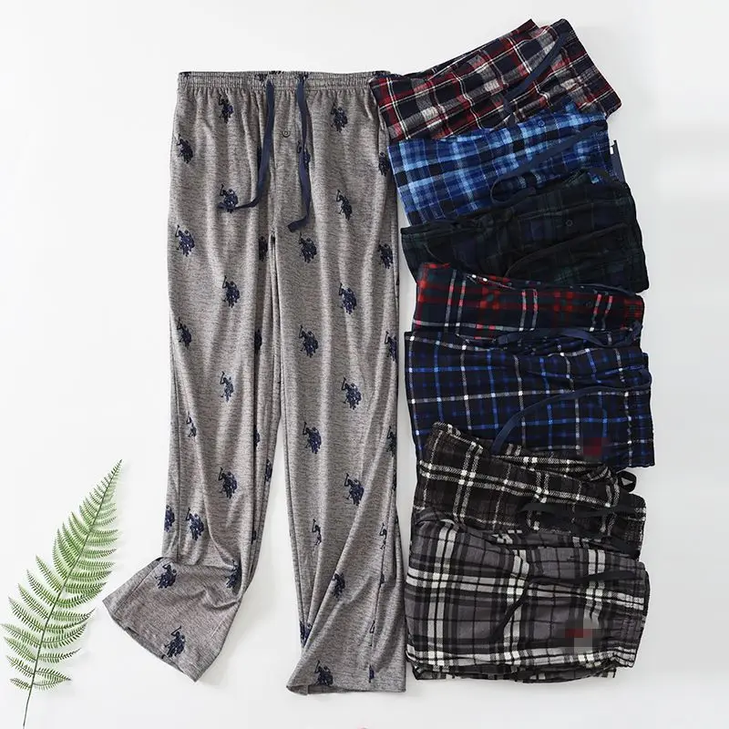 Men's Underwear Pants Warm in Winter Trousers Suede Sleep bottoms Soft Plaid Pyjamas